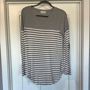 Gray Striped Women's Top